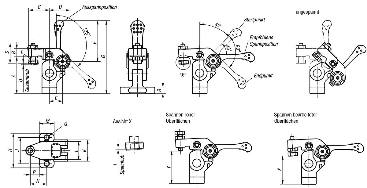 Norelem 04610-150 NIEDERHALTER SCHWENKBAR MINI, - NLM 04610 Niederhalter schwenkbar mini  mit Exzenterhebel - Massblatt