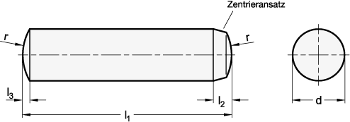 Ganter 6325-10M6-100-ST  Zylinderstifte, Stahl, Durchmesser d: 10, Länge l1: 100, Toleranzklasse: M6 - ISO-Passung m6 (nach DIN ISO 286-2), 1 VPE= 5 Stück - DIN 6325 Zylinderstifte - Stahl - Massblatt