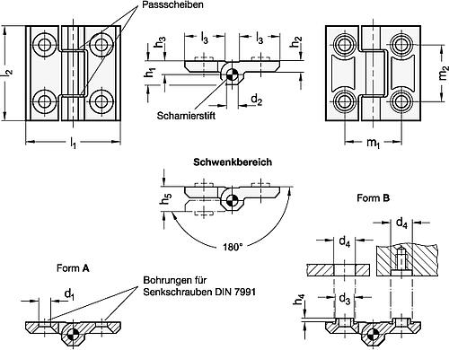 Ganter 237.3-NI-50-50-B-GS Edelstahl Schwerlastscharniere - GN 237-3 Edelstahl Schwerlastscharniere-Abbildung
