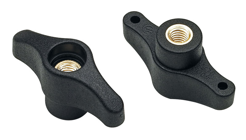 Leschhorn L806 Flügelmuttern  A 67; d 21; Gewinde d1 M06; Kunststoff PA, schwarz, - Boteco L806 Fluegelmuttern