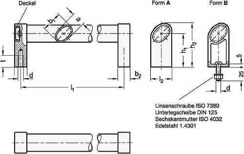 Ganter 335-36-200-A-EL Ovalrohrgriffe, mit geneigtem Griffprofil, Aluminium, Zink Druckguss - GN 335 Ovalrohrgriffe - mit geneigtem Griffprofil - Aluminium - Zink Druckguss-Abbildung