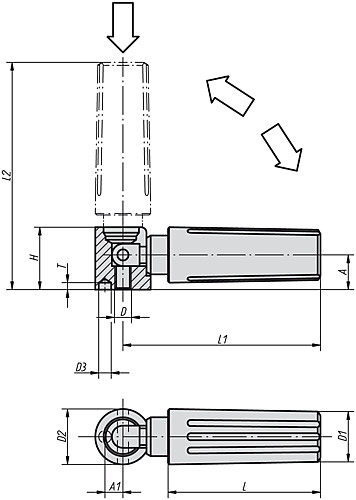 Kipp K0265.104 NOVO.GRIP SICHERHEITS ZYLINDERGRIFF, GR.1  M4 - KIPP K0265 Sicherheits Zylindergriffe selbsttaetig