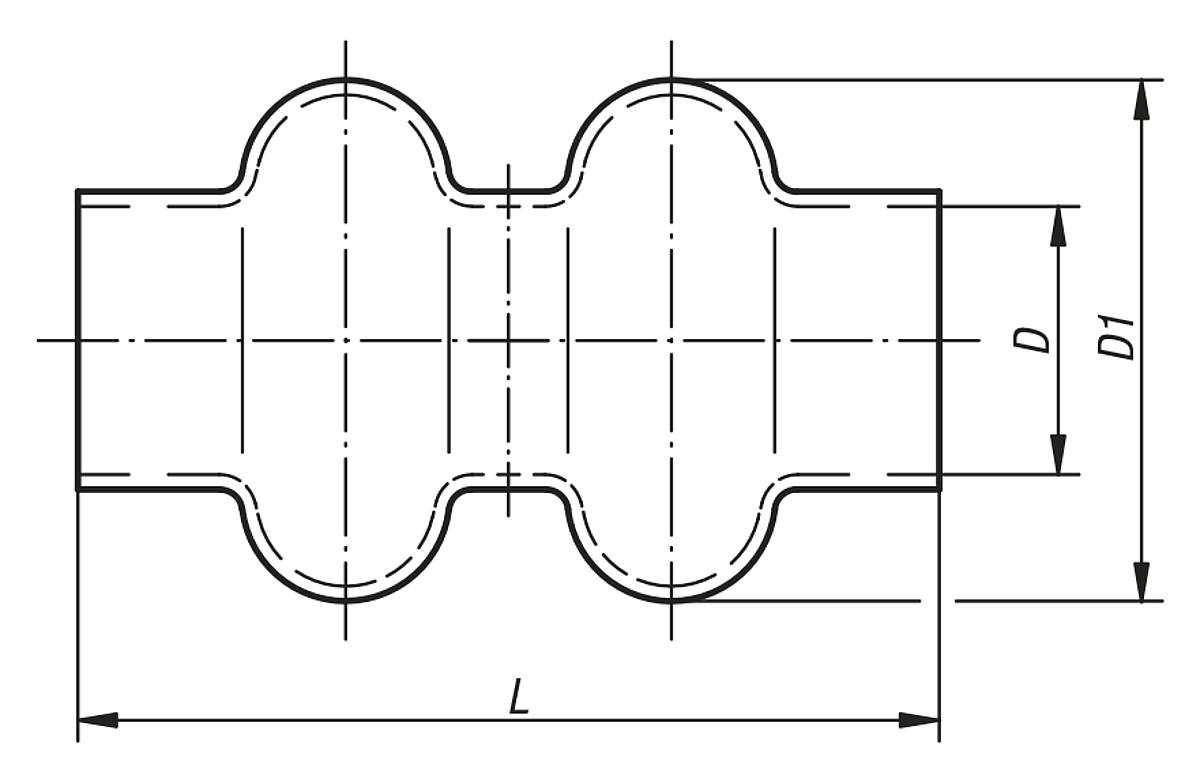 Norelem 23415-24 GUMMI SCHUTZHÜLLE DOPPELT, D=24, - NLM 23415 Gummi Schutzhuellen fuer Kugel  und Kreuzgelenke -Doppelt- - Massblatt