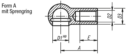 Kipp K0712.1006 KUGELPFANNE F.WINKELGELENK FORM A, D1=10H9 - KIPP K0712-A Kugelpfannen fuer Winkelgelenke DIN 71
