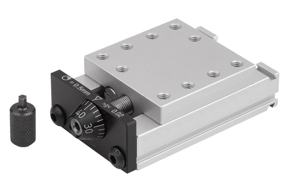 Norelem 21000-020030 SCHWALBENSCHWANZ SCHLITTENFÜHRUNG, MIT MIKROMETERSPINDEL - NLM 21000 Schwalbenschwanz Schlittenfuehrungen mit Mikrometerspindel-Abbildung 2