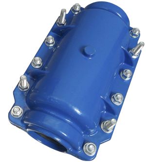 Leschhorn 43-112-130 zweiteilige Guss Rohrbruchdichtschellen mit Kapsel Innendurchmesser 246 mm, Innenlänge Kapsel 286 mm, Gesamtlänge 43-4 mm, Dichtung EPDM, DN100 - LS 43 Guss Rohrbruchdichtschellen mit Kapselgehaeuse DN 80-DN 300