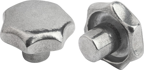 Kipp K0149.14008 STERNGRIFF FORM A, D1=40, ALU, GEROMMELT - KIPP K0149-A Sterngriffe aehnlich DIN 6336 aus Alum