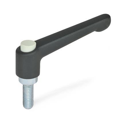 Ganter 303.2-30-M4-12-SW-G Verstellbare Klemmhebel, mit Ausrastknopf, Zink Druckguss, Schraube Stahl verzinkt - GN-303-2-Verstellbare-Klemmhebel-mit-Ausrastknopf