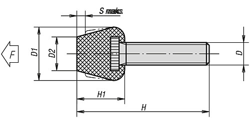 Norelem 05260-08 NEOPREN DRUCKSCHRAUBE, M8X46, H=63 - Norelem 05260 Neopren Druckschrauben