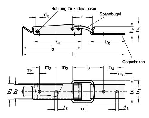 Ganter 832-150-NI Spannverschlüsse, Stahl / Edelstahl - GN 832 Spannverschluesse - Stahl - Edelstahl-Skizze