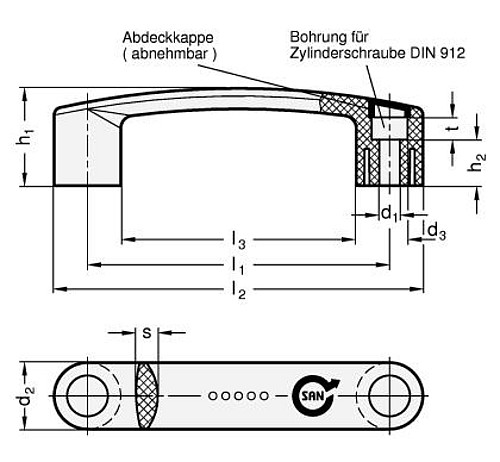 Ganter 628.1-117-B-DSG ELESA BÜGELGRIFF, KUNSTSTOFF ANTIMIKROBIELL - Ganter GN 628-1 Buegelgriff