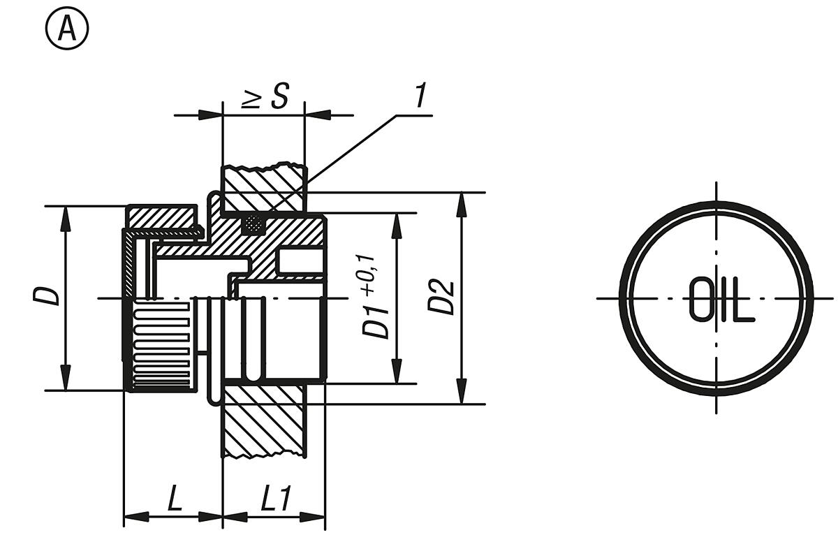 Kipp K0451.13018 EINPRESS STOPFEN, D=30, D1=18, FORM A - K0451-A Einpress Stopfen Form A - Massblatt