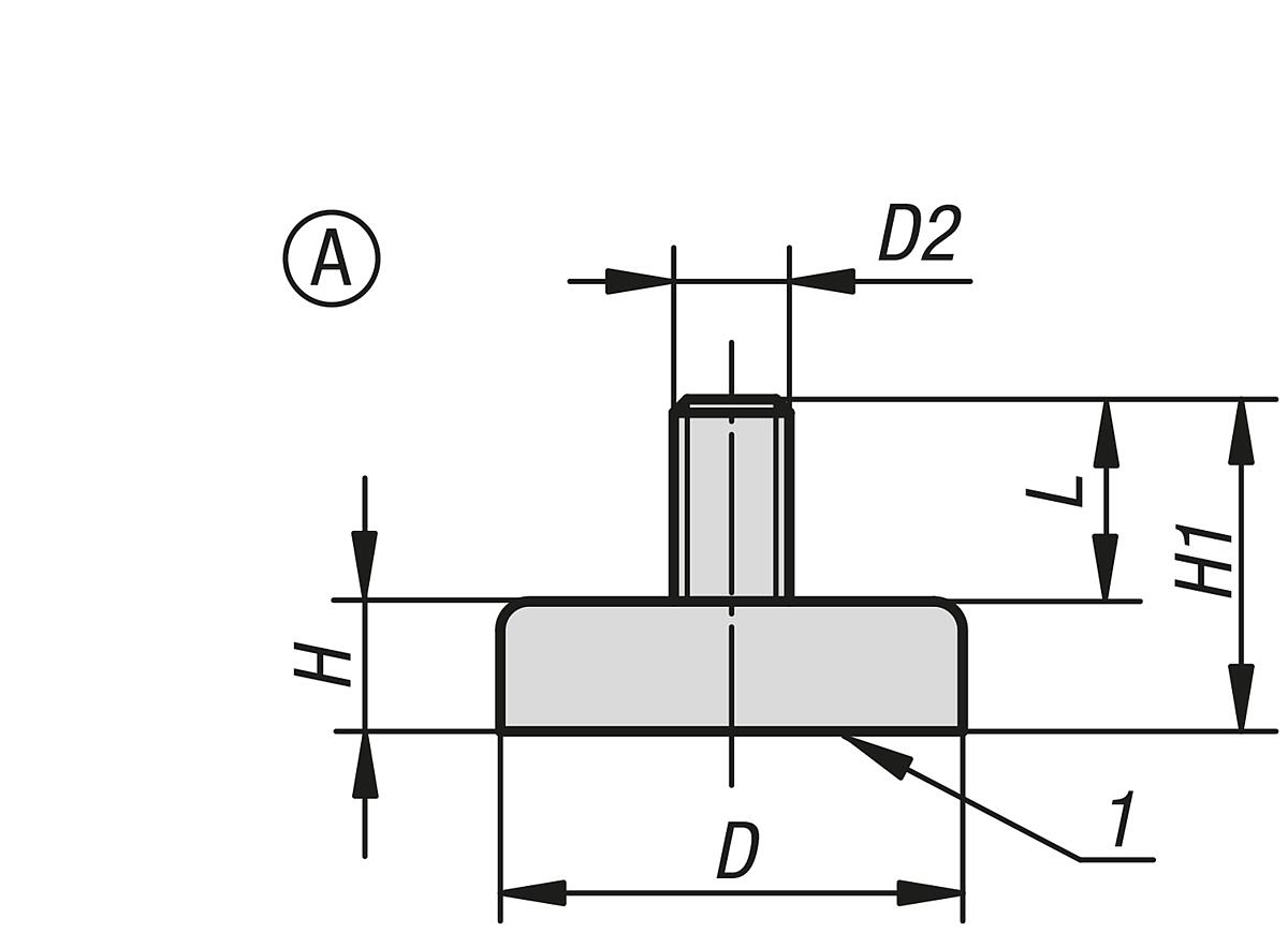 Norelem 09065-21 HALTEMAGNET FLACH, FORM A, MIT GEWINDE, FLACHGREIFER, - NLM 09065-A Haftmagnete flach mit Gewinde -Flachgreifer- aus Hartferrit Form A - Massblatt