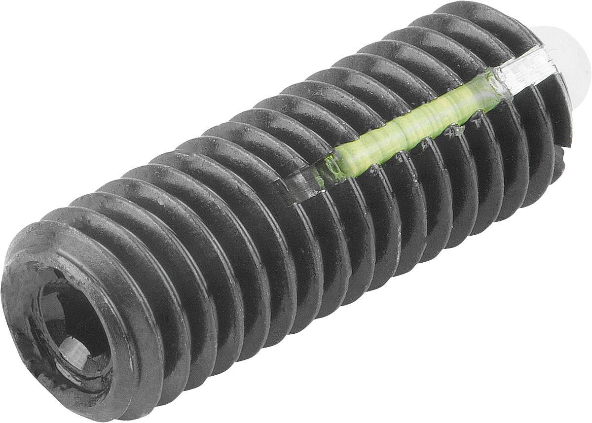Norelem 03051-06 FEDERNDES DRUCKSTÜCK  M6, BOLZEN KUNSTSTOFF, LONG LOK - 03051-06 FEDERNDES DRUCKSTUECK  M6 - BOLZEN KUNSTSTOFF - LONG LOK