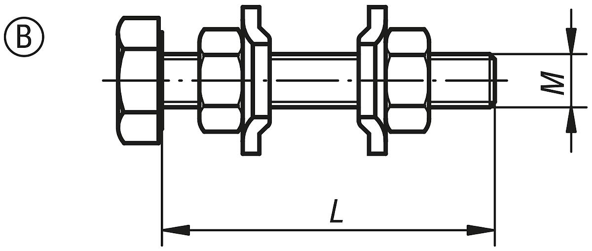 Kipp K0101.105020 ANDRUCKSPINDEL FORM B, M5, L=20 - K0101-B Andruckspindeln starr - Form B - Massblatt
