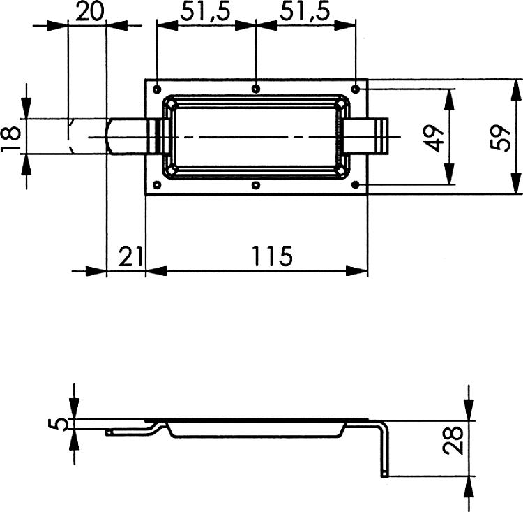 AMF 416 Gepresster Ladenriegel, Breite: 136 mm - LE 416 Gepresster Ladenriegel -Skizze