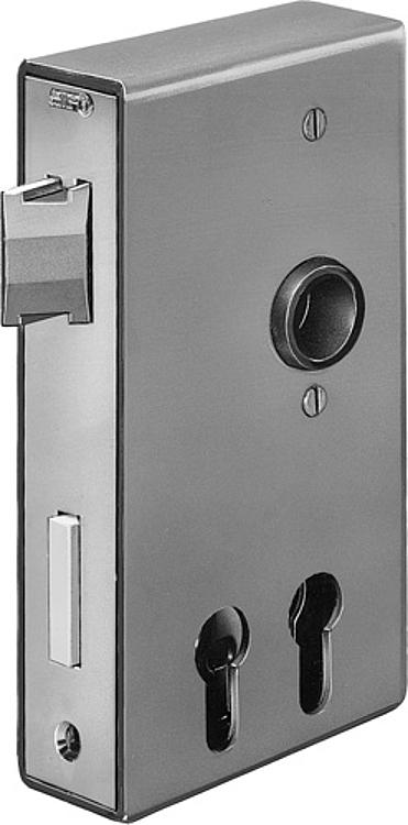 AMF 140DD-30 Schlosskasten für Dreikant- und Profilzylinder, blank, Kastenbreite A: 30 mm, Schließung: PZ, B: 94 mm, C: 172 mm - LE 140DD Schlosskasten fuer Dreikant- und Profilzylinder - blank-Abbildung