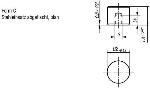 Norelem 07113-10108 GRIPPER RUND FORM C, D2=10, L3=10 - Norelem 07113-C Einsaetze rund Form C