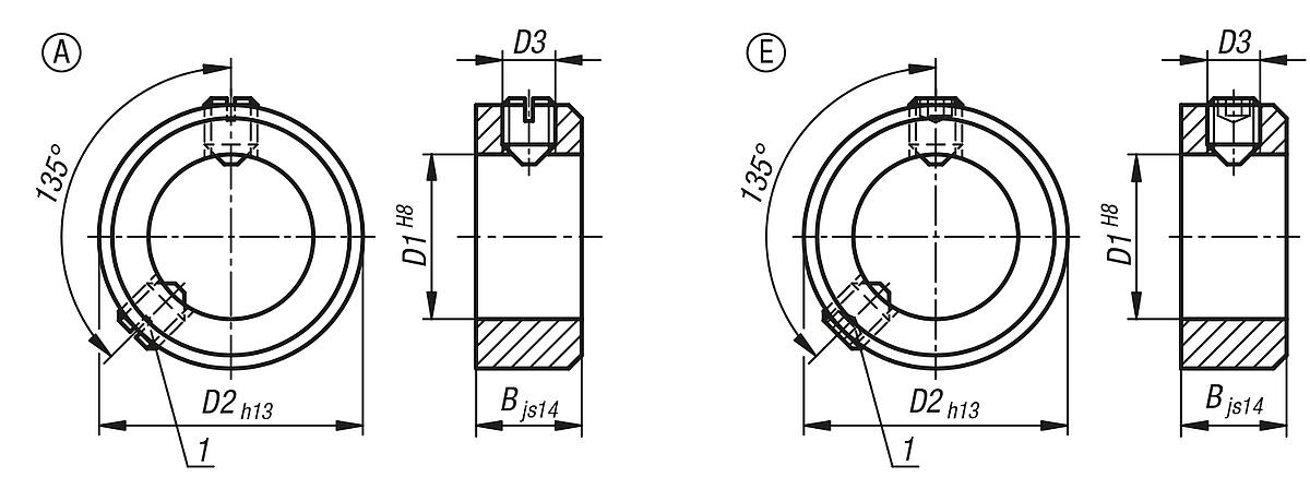 Kipp K0406.103002 STELLRING DIN 705 FORM A      EDELSTAHL, D1=30 - DIN 705 Edelstahl Stellringe - Massblatt