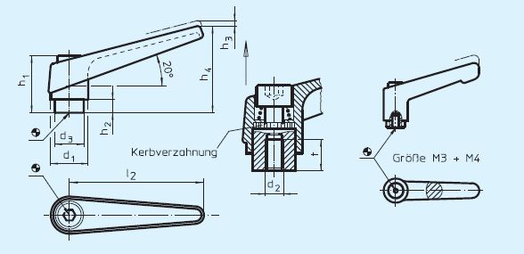Halder 24390.0621 Verstellbare Klemmhebel, Innenteile aus rostfreiem Stahl mit Innengewinde Ø 30 x M 16, orange - EH 24390 Verstellbare Klemmhebel Innenteile aus rostfreiem Stahl mit Innengewinde