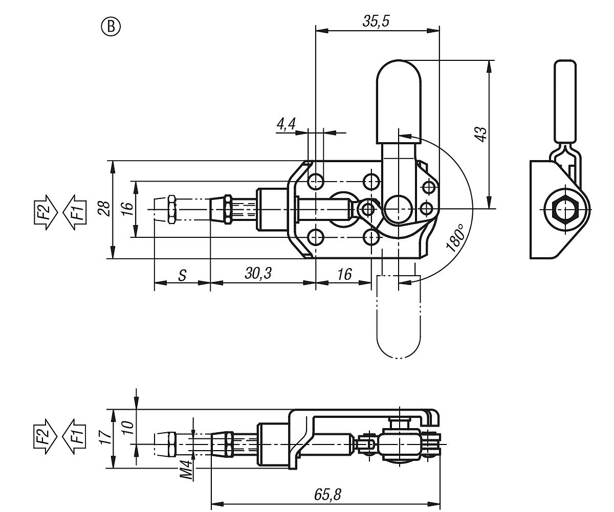 Kipp K0745.20050 SCHUBSTANGENSPANNER MINI FORM B - K0745-B Schubstangenspanner mini Form B - Massblatt