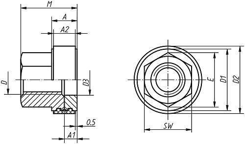 Norelem 07242-08 SECHSKANTMUTTER MIT SCHEIBE M8, - Norelem 07242 Sechskantmuttern mit unverlierbarer Scheibe