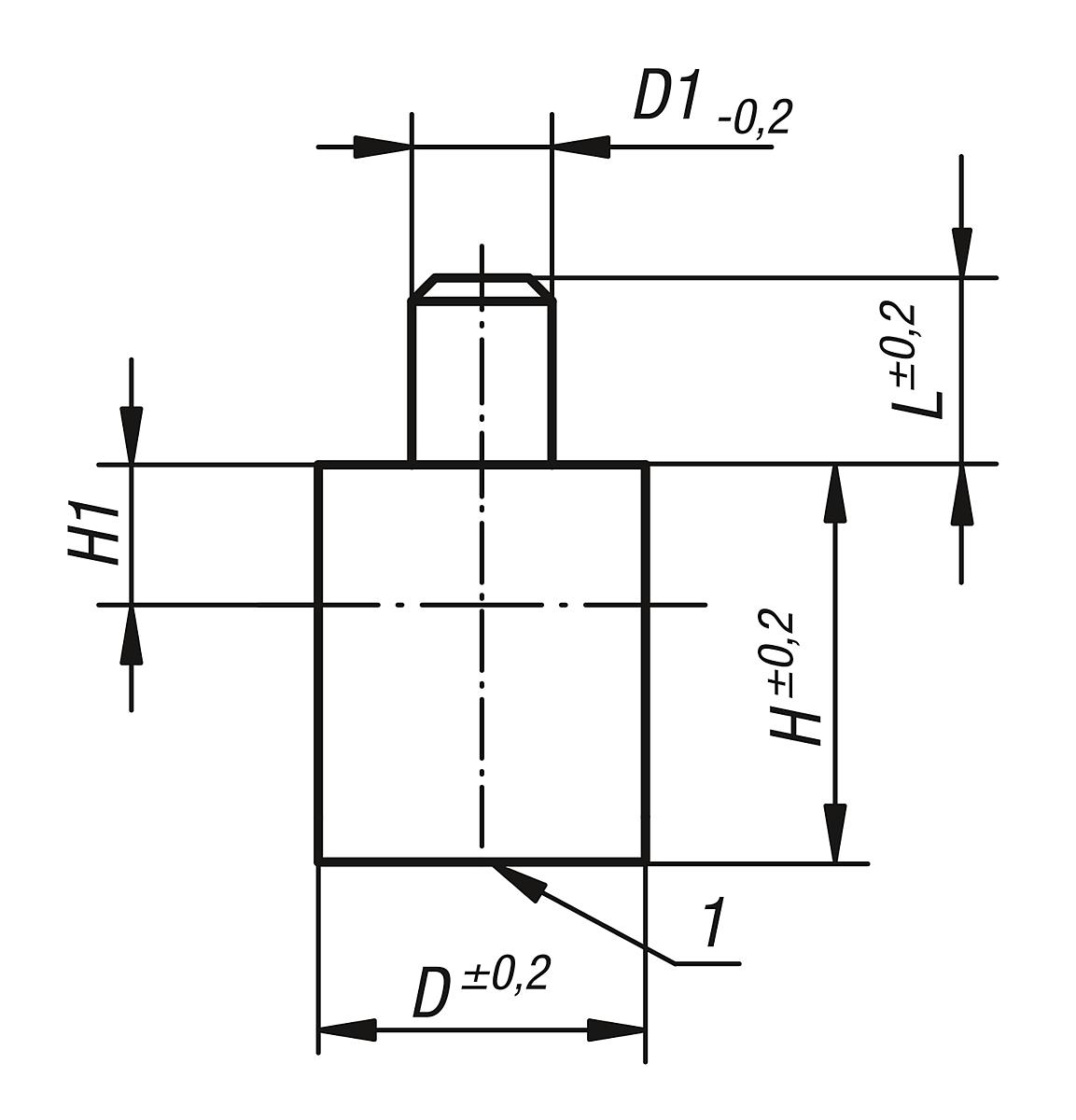Kipp K0547.08 HALTEMAGNET RUND, MIT ZAPFEN, D=32, D1=10 - K0547 Haltemagnete rund mit Zapfen - Stabgreifer - aus AlNiCo - Massblatt