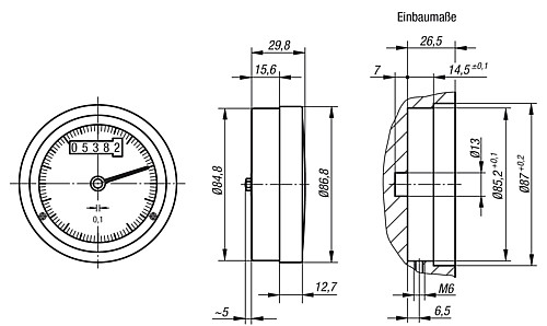Norelem 21962-800201 POSITIONSANZEIGER FÜR HANDRÄDER, ANALOG  DIGITALANZEIGE - Norelem 21962 Positionsanzeiger fuer Handraeder Analog Digitalanzeige