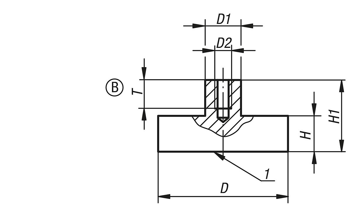 Kipp K0553.15 FLACHGREIFER AUS NEODYM, FORM B, D=16 - K0553-B Flachgreifer aus NdFeB Form B - Massblatt