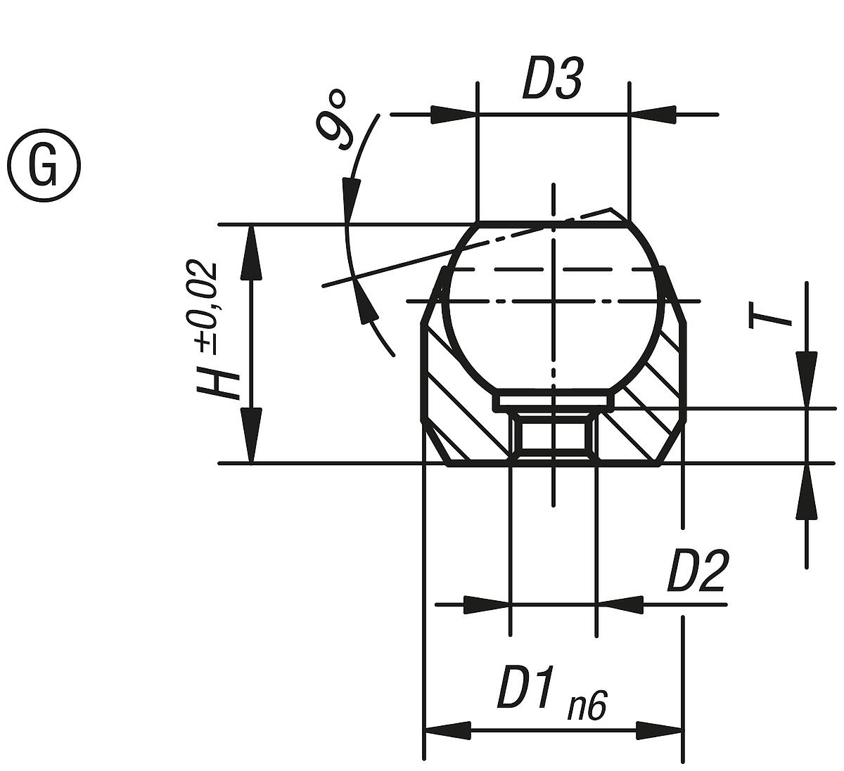 Kipp K0282.403 PENDELAUFLAGE FORM G  M3 - K0282-G Pendelauflagen - Form G - Massblatt