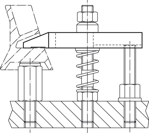 Halder 23180.0207 Spanneisen mit Nase  6,6 x 80 mit Nut - Spanneisen mit Nase - 9x 100 - mit Gewinde fuer Stellschraube