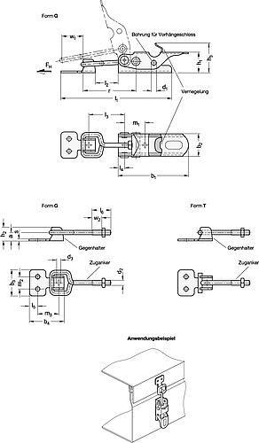 Ganter 761.1-100-G-ST Spannverschlüsse, Stahl / Edelstahl, mit Verriegelung - GN 761-1 Spannverschluesse - Stahl - Edelstahl - mit Verriegelung-Abbildung