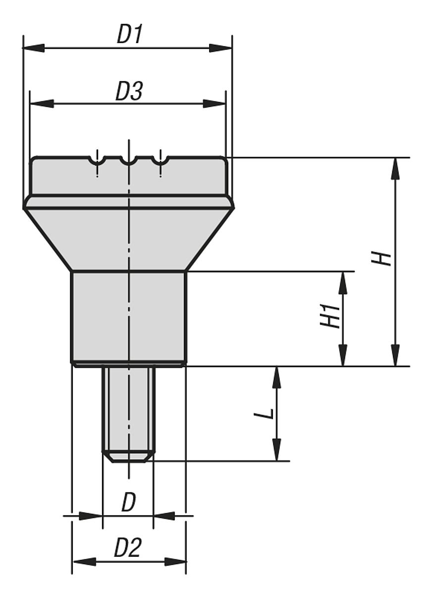 Norelem 06242-057X10 NOVO.GRIP PILZKNOPF GR.1  M5X10, DECKEL RAPSGELB - NLM 06242 Pilzknoepfe mit Aussengewinde - Massblatt
