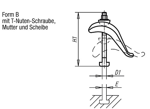 Norelem 04140-040 SPANNPRATZE FORM B - Norelem 04140-B Spannpratzen stufenlos verstellbar Form B