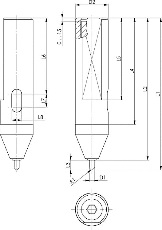 AMF 1570MM-02 AMF-Marker Medium, L1: 93 mm, L2: 88 mm, D1: 3 mm, D2: 20 mm - LE 1570MM Marker Medium -Skizze