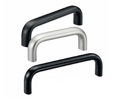 Leschhorn EMO-26-F350-54 Economy Gerätegriffe, Oval Aluminium,  26 mm frontseitige Befestigung A 350,  schwarz pulverbeschichtet - LE EMO Mschinen- und Geraetegriffe - Economy rueckseitige Befestigung