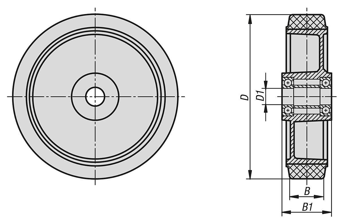 Norelem 95053-200501 95053 200501 Elastik Vollgummirad - NLM 95053 Elastik Vollgummirad - Massblatt