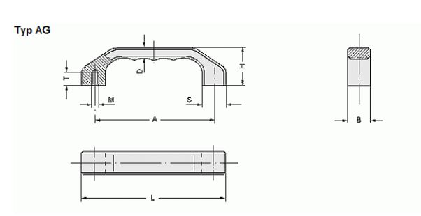 Leschhorn AB-22.R120.9002   " Clean Line " Bügelgriffe Aluminium A 120,  grauweiß pulverbeschichtet - Leschhorn -Clean Line- Buegelgriffe Aluminium - Zeichnung AB