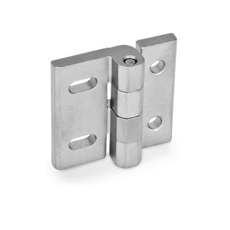 Ganter 235-NI-55-55-HB-GS Edelstahl Scharniere, justierbar - GN-235-Scharniere-Edelstahl-justierbar-GS-matt-gestrahlt-Edelstahl-mit-Durchgangsbohrungen-in-der-Br