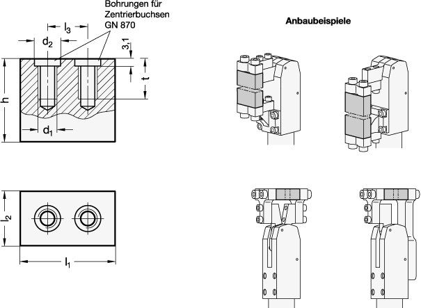 Ganter 872-40-35-NC  Spannbacken-Rohlinge für Kraftspanner, Breite l1: 40, Höhe h: 35, Oberfläche: NC - chemisch vernickelt - GN 872 Spannbacken-Rohlinge fuer Kraftspanner - Massblatt