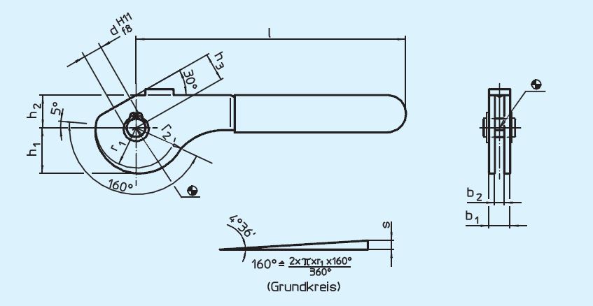 Halder 23390.0408 Exzenterhebel mit AchsBolzen 13 x Ø 8, Stahl - EH 23390 Exzenterschnellspanner mit Achsbolzen