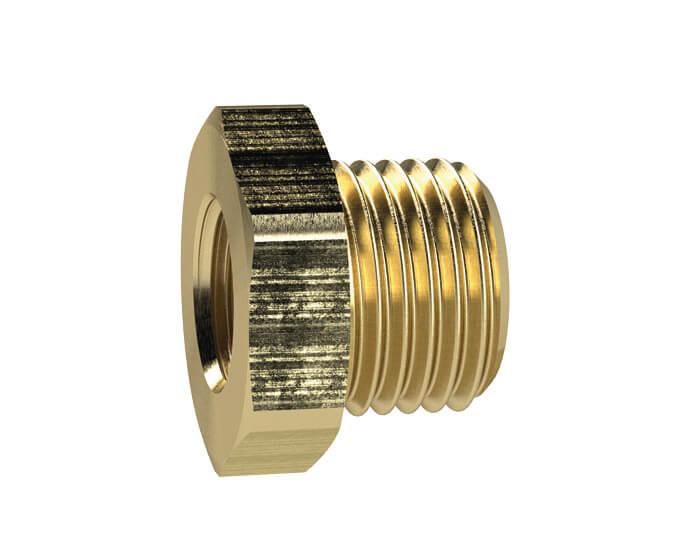 RIEGLER MS251K1238 Reduziernippel kurz, G 1/2 a., G 3/8 i., SW 24, Messing - LE71512 MS251K3814 Reduziernippel - kurze Ausfuehrung - zylindrisch