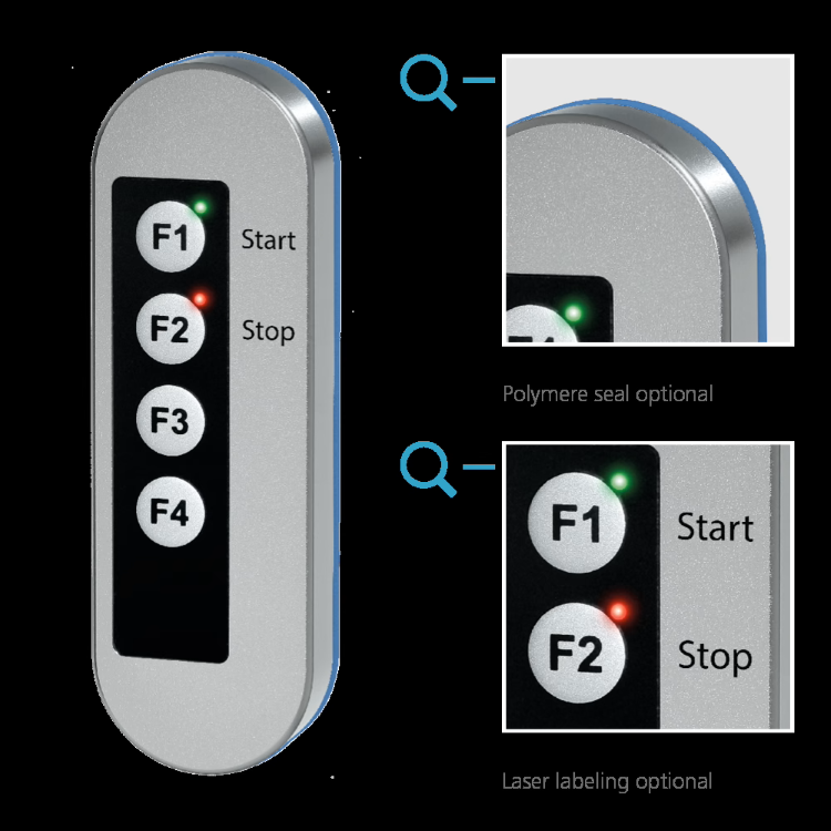 Leschhorn TG6-E4.B120.46 Tastergehäuse Edelstahl, A 120 mm, 4 Drucktaster (4 Schließer) 100mV-24V AC/DC, Typ A breite Ausführung - LE TG6 Tastergehaeuse Edelstahl