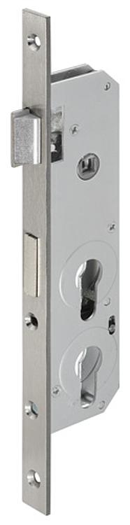 AMF 8420D-30ZW-L Schweres Rohrrahmen-Fallen-Riegelschloss für zwei Profilzylinder, Schließung: PZW, Türrichtung: DIN L, D: 30 mm - LE 8420D Schweres Rohrrahmen-Fallen-Riegelschloss fuer zweiProfilzylinder-Abbildung