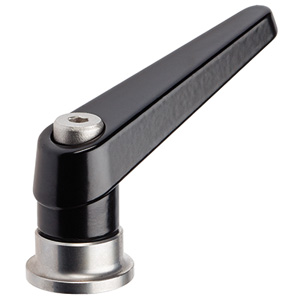 Halder 24420.1212 Verstellbarer Klemmhebel mit Axiallager aus rostfreiem Stahl mit Innengewinde Ø 25 x M 10, schwarz - Verstellbare Klemmhebel Verstellbare Klemmhebel mit Axiallager aus rostfreiem Stahl