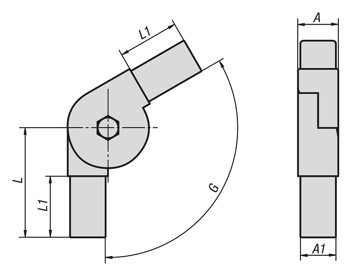 Kipp K0625.1251512 STECKVERBINDER, GELENK - K0625 Steckverbinder Gelenk - Massblatt