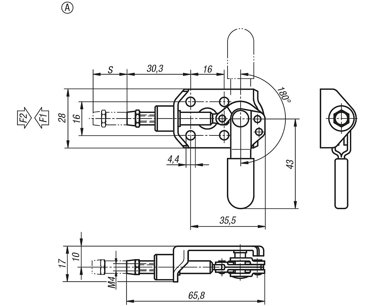 Kipp K0745.10050 SCHUBSTANGENSPANNER MINI FORM A - K0745-A Schubstangenspanner mini Form A - Massblatt