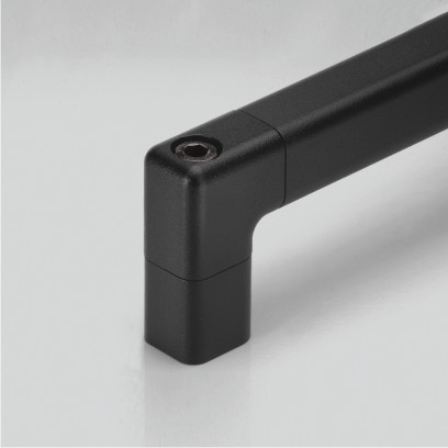 Leschhorn HV-30.R600.080.080.54   Maschinengriffe rückseitige Befestigung A  600, Schenkel schwarz / Steg schwarz  Griff aus Einzelelementen, komplett montiert - Leschhorn HV Maschinengriff-System