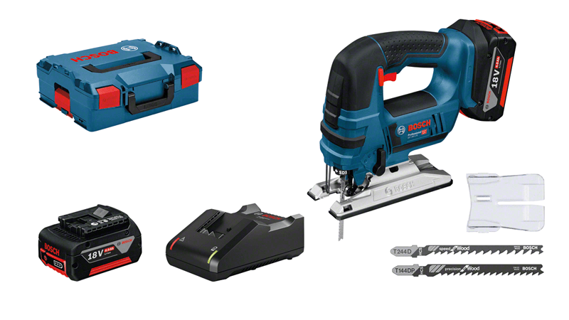 Leschhorn Akku Kreissäge GKS18V-57-G-2x4.0Ah-BOXX Professional, in L-BOXX mit Zubehör-Set (1x Kreissägeblatt, Holz); mit 2x4.0Ah LE71550 Akku und Ladegerät GAL 18V-40 - Akku-Stichsaege L-Boxx mit Zubehoer-Set