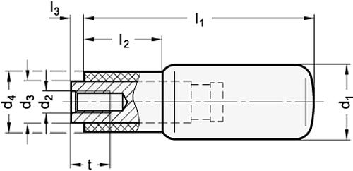 Ganter 798.2-KT-24-M6 DREHBARER ZYLINDERGRIFF MIT INNENGEWINDE - GN 798-2 Drehbare Zylindergriffe - Kunststoff - Stahl-Skizze
